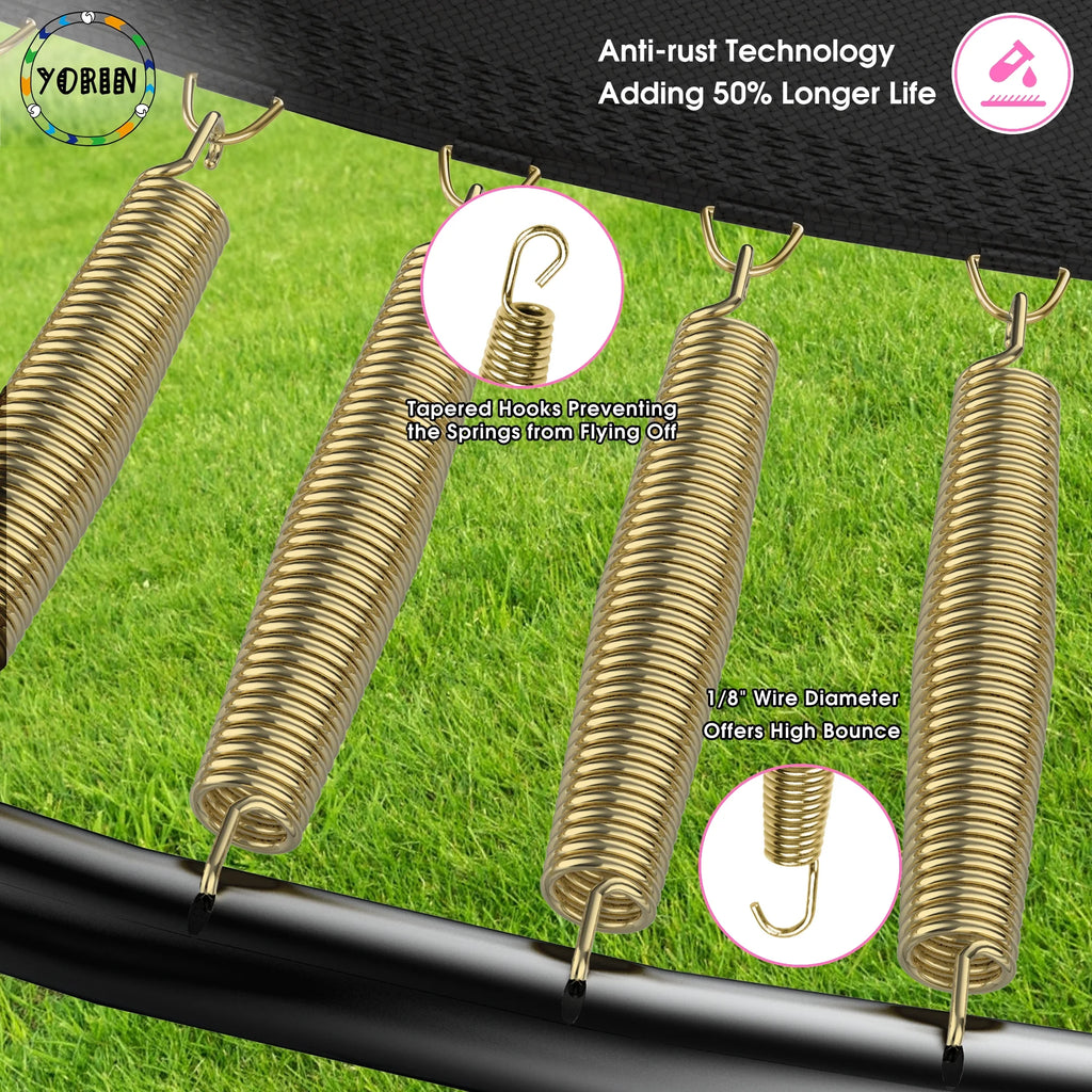 Trampoline, 14 FT Trampoline for 7-8 Kids Adults with Enclosure Net, Basketball Hoop, Ladder, Wind Stakes, 1400LBS Weight Capacity round Outdoor Recreational Trampoline, Heavy Duty Trampoline