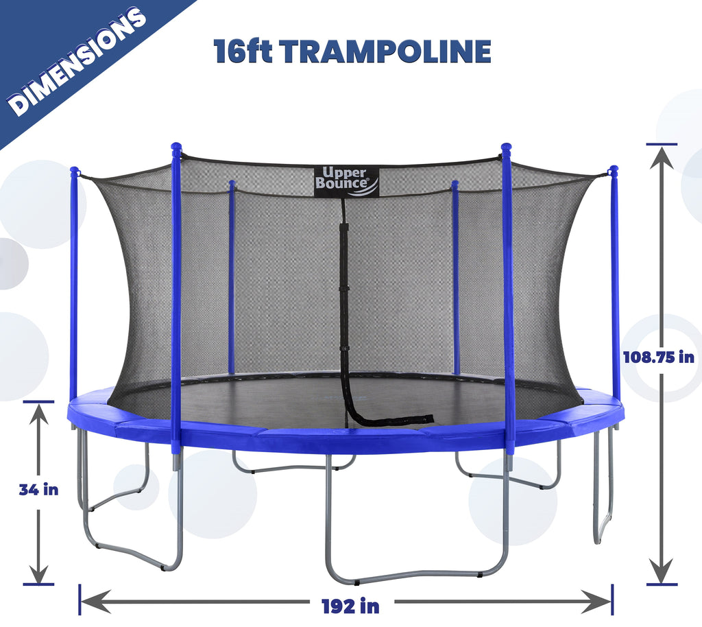 16 FT round Trampoline Set with Safety Enclosure System – Backyard Trampoline for Kids and Adults, Indoor Trampoline for Kids, Mini Trampoline for Adults