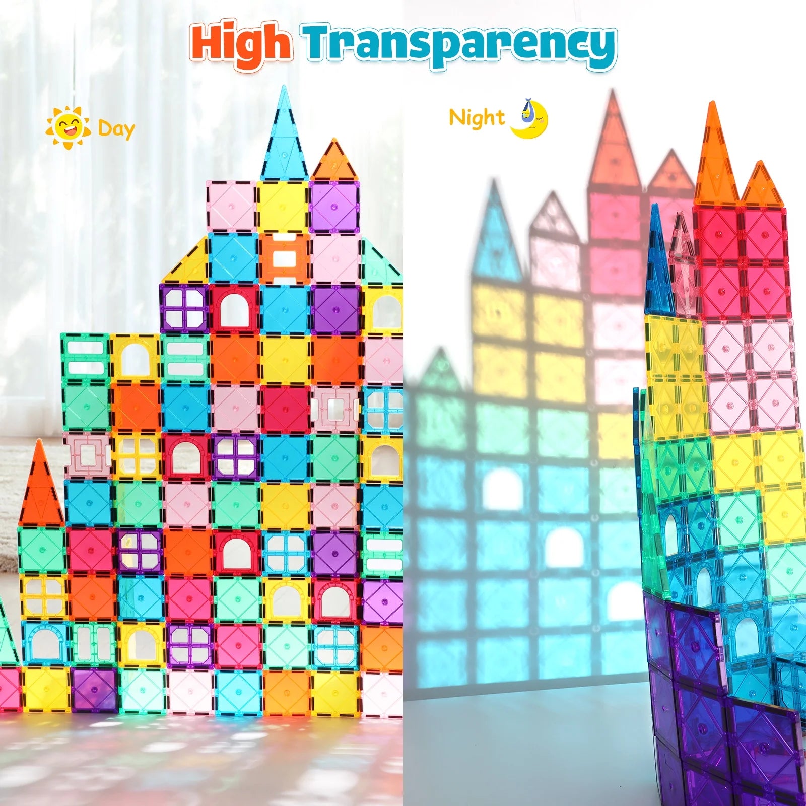 Magnetic Tiles for Kids,Educational Magnetic Building Blocks for Boys Girls, STEM Preschool Kidergarten Learning Toys