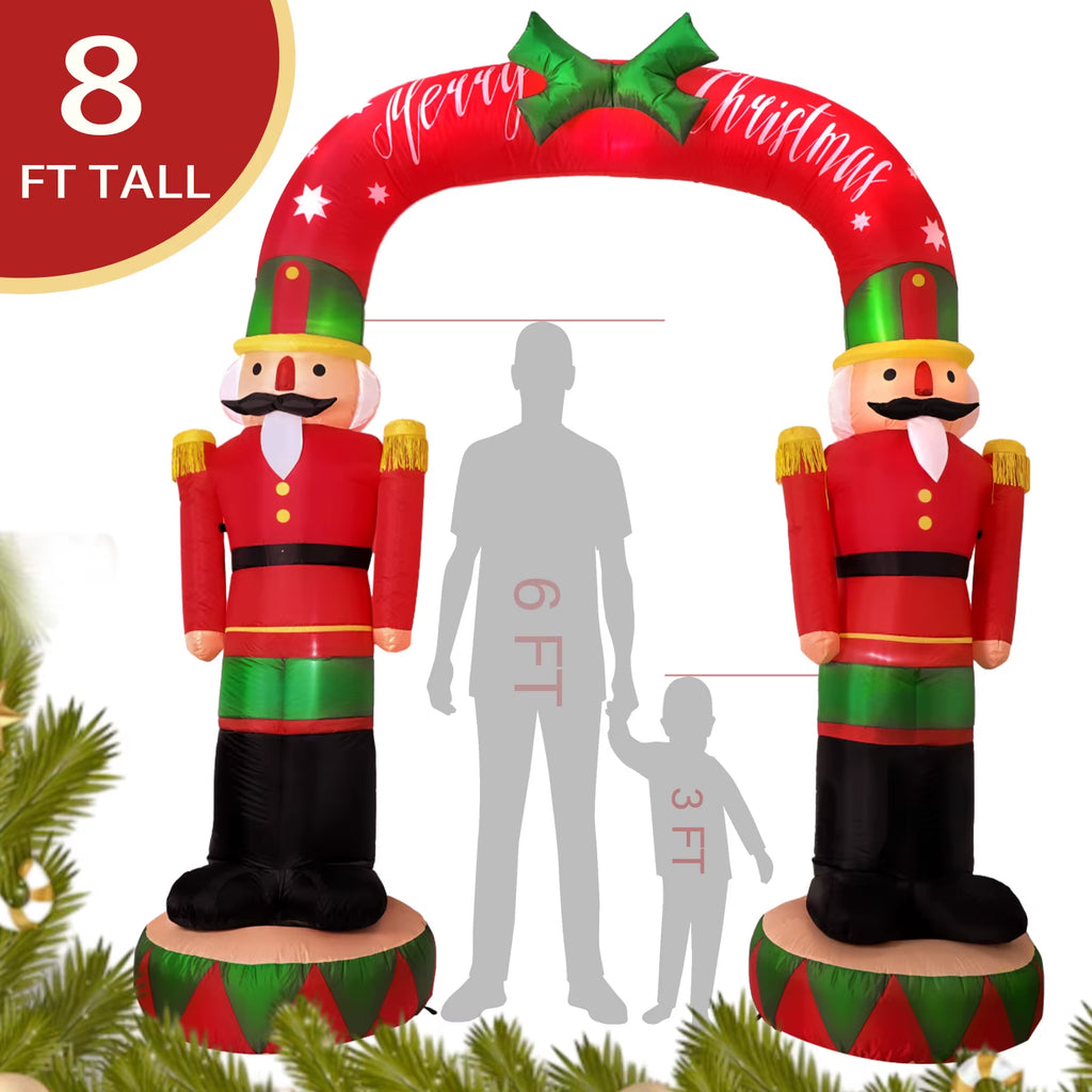 Ourwarm 8FT Christmas Inflatables Outdoor Decorations,Giant Nutcracker Soldier Archway,For Outdoor Christmas Holiday Garden Lawn